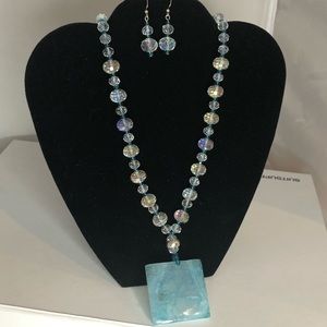 Semi Precious Adventurine Necklace and Earrings